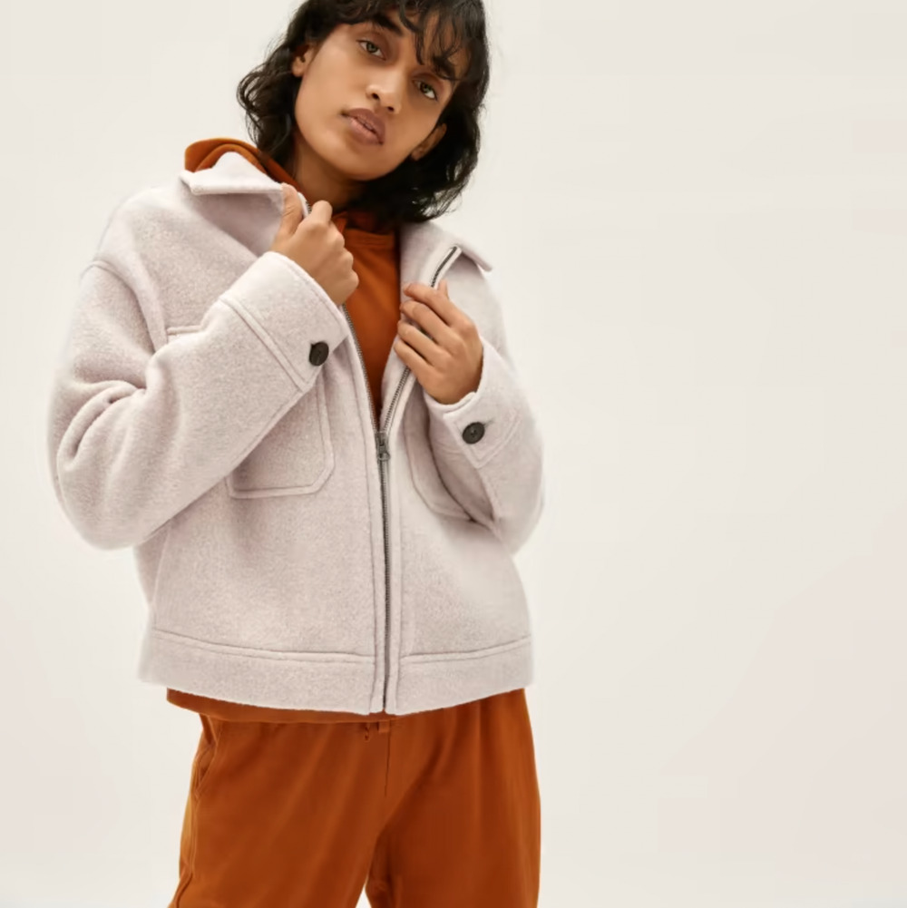 Everlane Womens The Wool Mackinaw Jacket Small Oatmeal Beige NWT